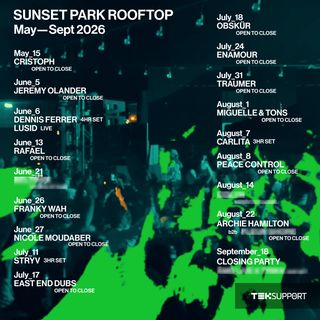 flyer for Teksupport: Artists TBA (Rooftop closing party)
