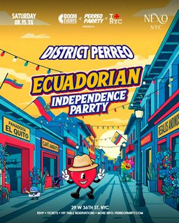 flyer for Ecuadorian Independence Day Reggaeton Party Club Midtown NYC