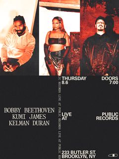 flyer for Deluge & Plural Artist Management present: Bobby Beethoven, Kumi James, Kelman Duran