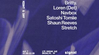 flyer for Night & Day: Satoshi Tomiie, Loren b2b britty. , Shaun Reeves, Stretch, and Navid navbox
