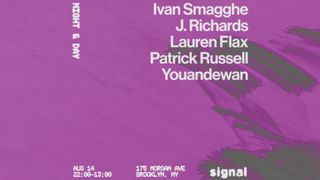 flyer for Night & Day: Ivan Smagghe, Youandewan, Lauren Flax, Patrick Russell, J. Richards