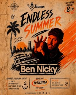 flyer for Ben Nicky ENDLESS SUMMER