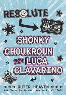 flyer for Resolute presents: Shonky