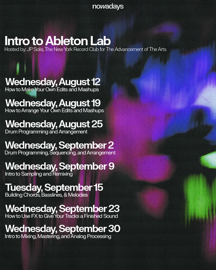 Flyer for Intro to Ableton Lab: Building Chords, Basslines, & Melodies