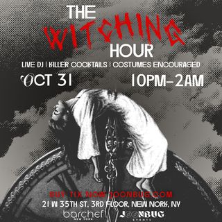 flyer for NYC Barchef Witching Hour Party 10/31