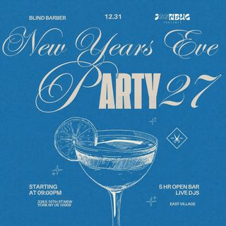 flyer for Blind Barber East Village NYE 27 NYC