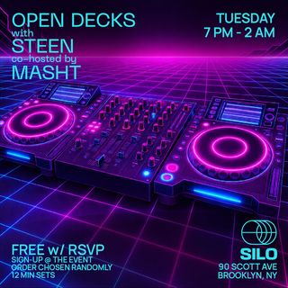 flyer for Open Decks with STEEN & Masht