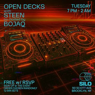 flyer for Open Decks with STEEN & Bojaq