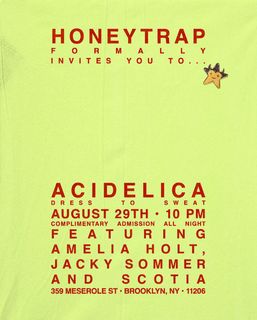 flyer for ACIDELICA with Jacky Sommer, Scotia & Amelia Holt