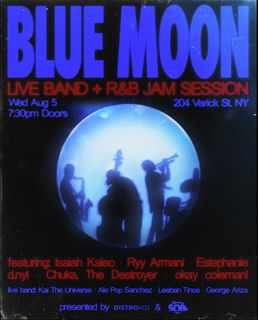 flyer for Blue Moon: Live Band + R&B Jam Session