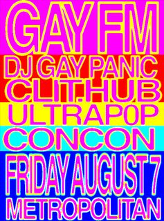 flyer for GayFM (gay music all night long)