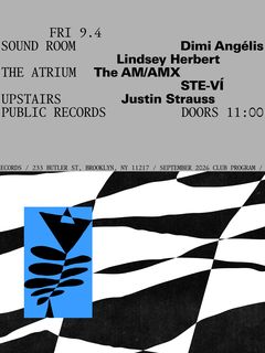 flyer for Dimi Angélis, Lindsey Herbert / The AM/AMX, STE-VÍ / Justin Strauss