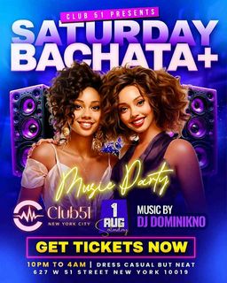 flyer for Saturday Bachata Party NYC - Latin Music Night - 18
