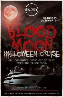 flyer for Blood Moon Halloween Hip-Hop Party Cruise NYC