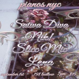 flyer for LENA with Adriatic, Sativa Diva, nik! & Slicc Mic NYC