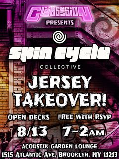 flyer for CLÜBSESSION VOL.10 SPIN CYCLE JERSEY TAKEOVER
