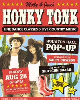 flyer for Molly & June's Honky Tonk: Houston Hall Pop-Up