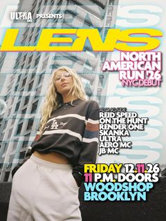 flyer for DRUM AND BASS LENS (UK) NYC DEBUT