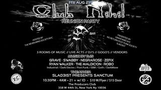 flyer for Club Nihil Reunion Party - NYC Goth & Industrial Dance Party