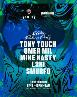 flyer for Golden Record NYC x Vin.yl present Tony Touch, Omer Mil & Mike Nasty
