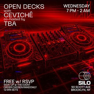 flyer for Open Decks with ceviché