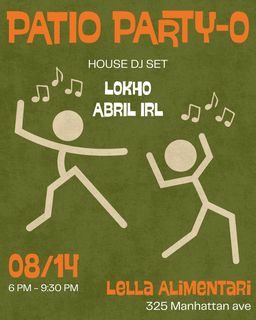 flyer for Patio Party-O