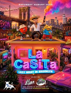 flyer for La Casita Brooklyn at Viva Toro - Last Night in Brooklyn – August 15