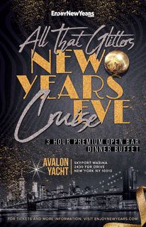 flyer for All That Glitters NYE All Ages Fireworks Cruise New York City