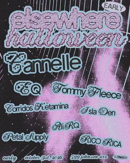 flyer for Elsewhere Halloween: Cannelle, EQ, Tommy Fleece, Corridos Ketamina, Isla Den, Ali RQ + more