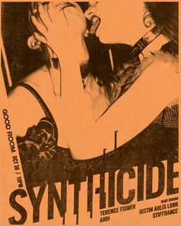 flyer for Synthicide Halloween ft Terence Fixmer, Andi, Justin Aulis Long, Stiffdance