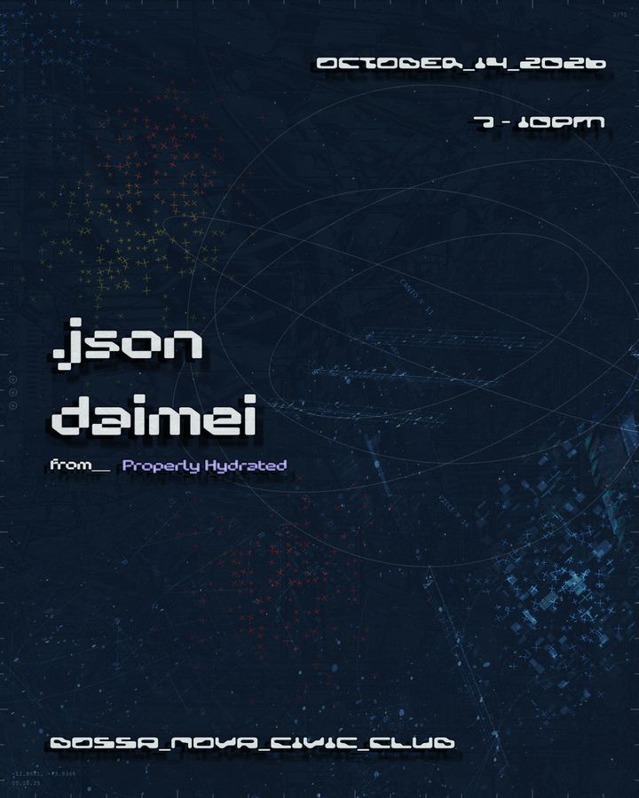 Flyer for dubby/minimal happy hour // .json & daimei (jp)