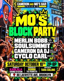 flyer for Cameron & Mo's Bar's Final Block Party