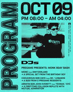 flyer for pregame presents: Monk Birthday Bash
