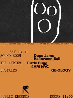 flyer for Dope Jams Halloween Ball / Turtle Bugg, 4AM NYC / GE-OLOGY