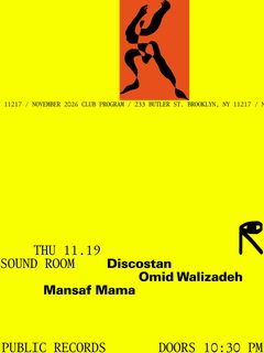 flyer for Discostan with Omid Walizadeh, Mansaf Mama