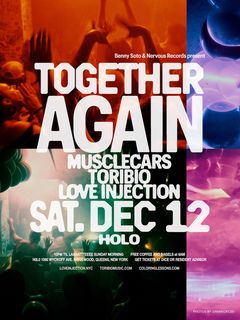 flyer for MUSCLECARS, Toribio, Love Injection: Together Again
