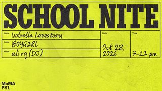 flyer for School Nite: Isabella Lovestory, B0YG1RL, Ali RQ (DJ)