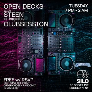 flyer for Open Decks with STEEN & Clübsession