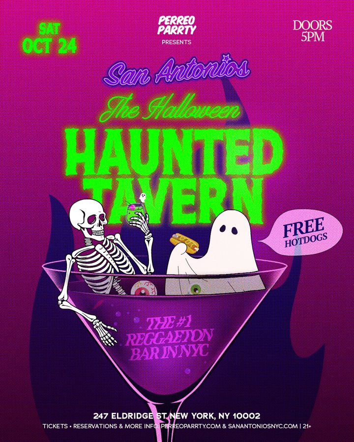 Flyer for The Haunted Tavern Halloween Parrty Reggaeton Bar
