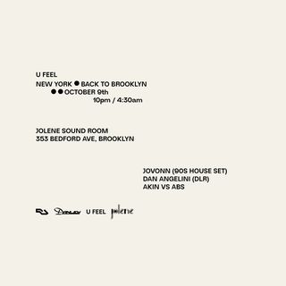 flyer for UFeel Back to Brooklyn w Jovonn (90's House set) + more
