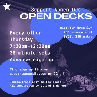 flyer for Support Women DJs Open Decks