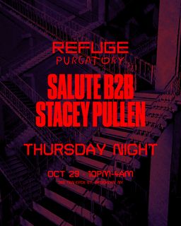 flyer for PURGATORY: Thursday Night with salute B2B Stacey Pullen