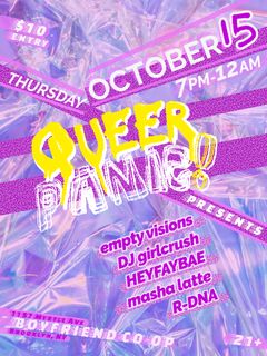 flyer for QUEER PANIC