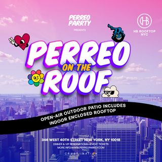 flyer for Perreo on the Roof Halloween Latin & Reggaeton Rooftop Dance Party NYC