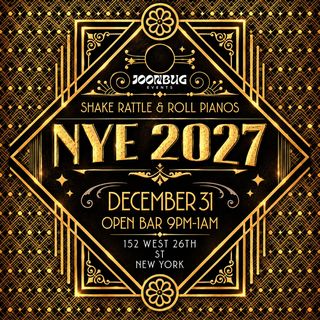 flyer for Chelsea Table & Stage Dueling Pianos NYE 27 NYC