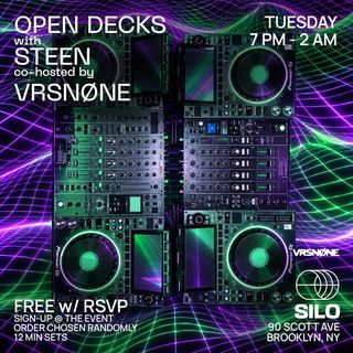 flyer for Open Decks with STEEN & VRSNØNE
