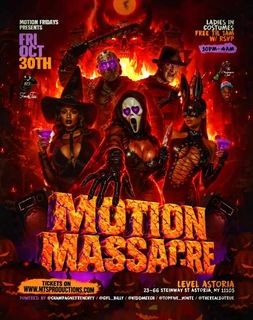 flyer for Motion Massacre Halloween Party