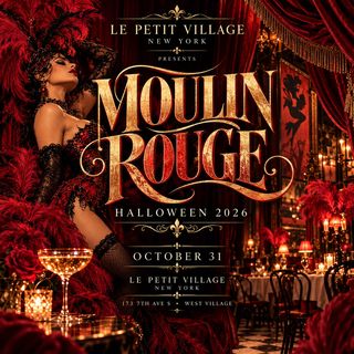 flyer for Moulin Rouge Halloween at Le Petit Village