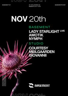 flyer for Lady Starlight live / Amotik / Nymph / Courtesy / Meilgaarden / Giovannii