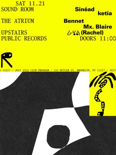 flyer for Sinéad, ketia / Bennet, Mx. Blaire / ራሄል (Rachel)